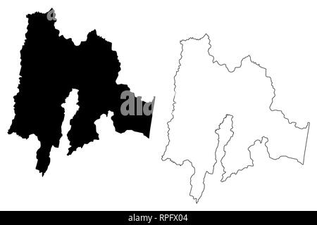 Cundinamarca Dipartimento (Colombia, Repubblica di Colombia, dipartimenti della Colombia) mappa illustrazione vettoriale, scribble schizzo dipartimento di Cundinamarca Illustrazione Vettoriale