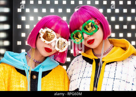 Milano, Italia. Xx Febbraio 2019. Amiaya visto al di fuori di Gucci mostra durante la settimana della moda milanese Autunno/Inverno 2019/20 Credito: Alessandro Bremec/Pacific Press/Alamy Live News Foto Stock