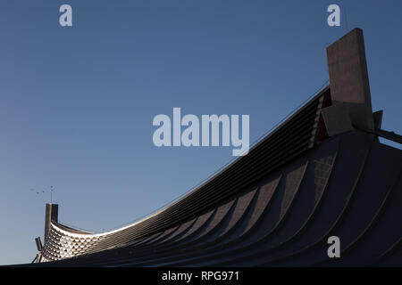 L'architettura distintiva dello Stadio Nazionale di Yoyogi, Yoyogi, Tokyo, Giappone Foto Stock