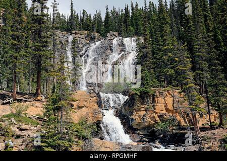 Groviglio Creek Falls Jasper National Park in Canada Foto Stock