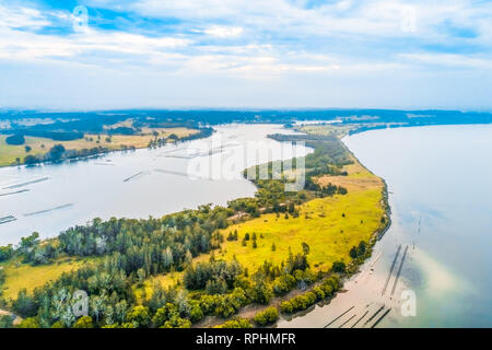 Fiume Manning e mugnai Creek - vista aerea Foto Stock