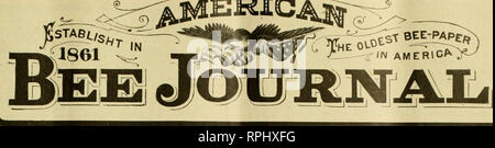 . American bee journal. La cultura delle api; le api. ^ERICi^^. 43d'anno. CHICAGO, ILL, giugno 25,1903, n. 26. ( Commenti editoriali ] Sapone per rimuovere la propoli.-Editor Hutchinson è enthusi- astic oltre la scoperta di un sapone chiamato sapone lava, che è molto effec- tivo nella rimozione di propoli dalle dita. Formalina, parlato frequentemente di oggi come un disinfettante di pettini colpiti con puledro covata, è il nome di un particolare prepara- zione di formaldeide. Il nome furmalhi è di proprietà della Schering opere chimiche, di Berlino, Germania, protetto dagli Stati Uniti e brevetti stranieri, ed è applicato ad un Foto Stock