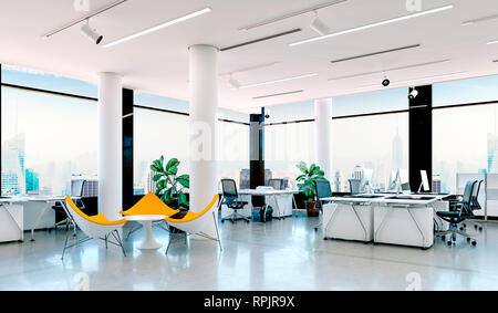 3d ufficio moderno interior render Foto Stock