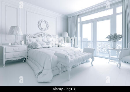 3D render di bella camera classic interno Foto Stock