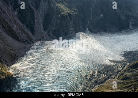 Vista aerea sul grande Franz Joseph glacier in Nuova Zelanda Foto Stock