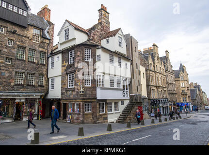 La Casa di John Knox & Scottish Storytelling Centro in High Street Royal Mile di Edimburgo in Scozia. Foto Stock