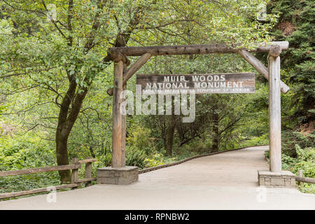 L'ingresso al parco nazionale Muir Woods in CA Foto Stock