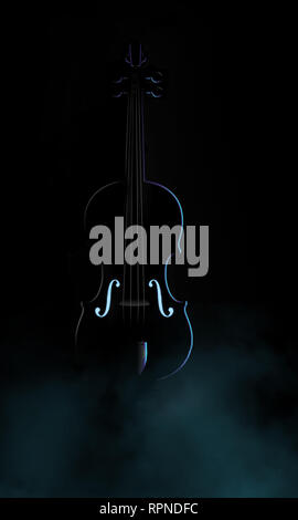 Un violino è visto illuminarsi in luce impressionante ed insolita in questa immagine. Questa è un'illustrazione. Foto Stock