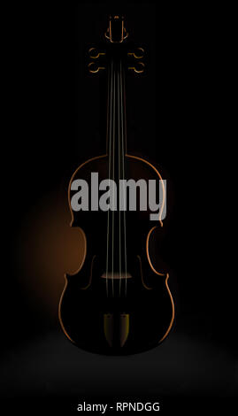 Un violino è visto illuminarsi in luce impressionante ed insolita in questa immagine. Questa è un'illustrazione. Foto Stock