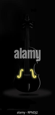 Un violino è visto illuminarsi in luce impressionante ed insolita in questa immagine. Questa è un'illustrazione. Foto Stock