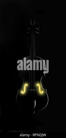 Un violino è visto illuminarsi in luce impressionante ed insolita in questa immagine. Questa è un'illustrazione. Foto Stock