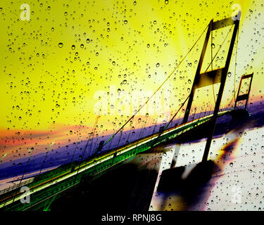 Arte digitale: Severn Bridge vicino a Bristol, Avon, Gran Bretagna Foto Stock