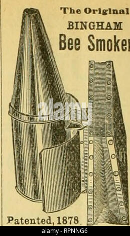 . American bee journal. La cultura delle api; le api. Per il miele. TlIESi: secchi sono realizzati con i migliori qualità di cancellare il vetro flint, con una staffa e un metallo superiore e il coperchio. Quando è coltivato con miele.L'aspetto attraente ol questi secchi non può essere uguale- ed di qualsiasi altro stile ot pacchetto. Essi possono essere utilizzati per hi'usehold fini da consumatori, dopo il miele viene rimosso, oppure essi possono essere restituiti a e re-fllled da tbe apiarist. I prezzi sono come segue: Per tenere 1 libbra di miele, per dozzina, . " 2 libbre " 3 $1.60 t&amp;.OO THOMAS G. NEWMAN UN: Figlio, 923 &AMP; 935 West Madison San. CHICAGO, ill. Inviare Foto Stock