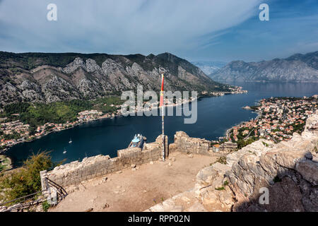 Parte superiore della fortezza di Cattaro, Montenegro Foto Stock