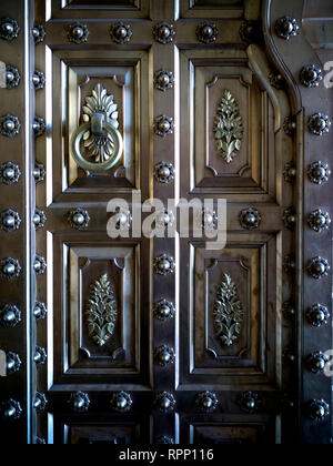 Dettagli della porta a Peacock Gate, il Palazzo di Città, Jaipur, Rajasthan, India Foto Stock