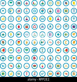 100 business planning set di icone, stile cartoon Illustrazione Vettoriale