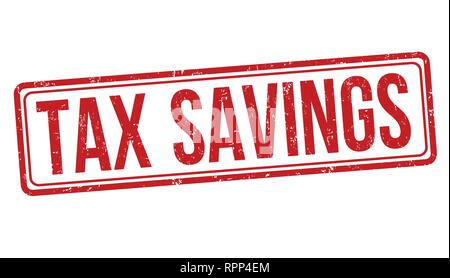 Risparmio fiscale segno o timbro su sfondo bianco, illustrazione vettoriale Illustrazione Vettoriale