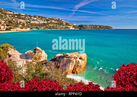 Cap Martin vicino a Monaco Costa Mediterranea vista, Francia meridionale Foto Stock