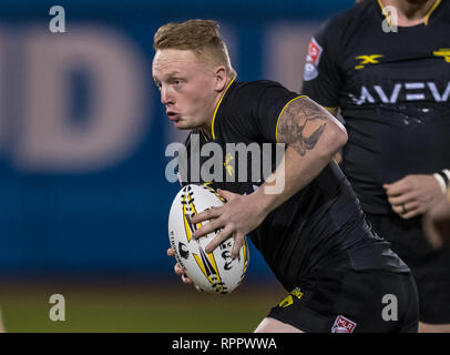 Febbraio 22, 2019 Houston SaberCats scrumhalf Connor Murphy (9)esegue la sfera durante la mostra gioco tra Toronto e le frecce SaberCats Houston al campo di costellazione, Sugar Land, Texas. A metà tempo Toronto frecce sono in alto al di sopra della Houston SaberCats 27-10. © Maria Lysaker/Cal Sport Media Foto Stock