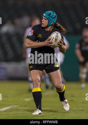 Febbraio 22, 2019 Houston SaberCats hooker Pat O'Toole (2) durante la mostra gioco tra Toronto e le frecce SaberCats Houston al campo di costellazione, Sugar Land, Texas. A metà tempo Toronto frecce sono in alto al di sopra della Houston SaberCats 27-10. © Maria Lysaker/Cal Sport Media Foto Stock