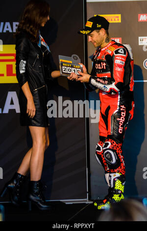 Melborune, Australia. 23 feb 2019. Alvaro Bautista 19 equitazione per Aruba.it Racing - Ducati durante il 2019 MOTUL FIM Superbike World Championship sul circuito australiano di Phillip Island il giorno 23 febbraio 2019. Credito: Dave Hewison sport/Alamy Live News Foto Stock