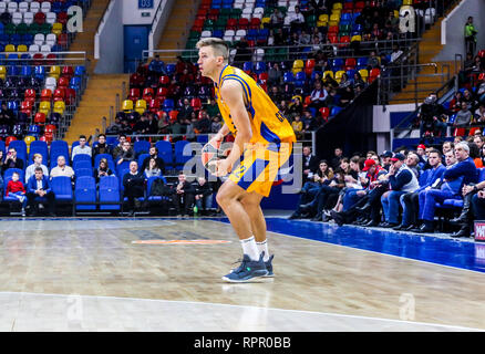 Febbraio 21, 2019 - Mosca Mosca, Russia - Xavier Rabaseda, #22 di Herbalife Gran Canaria visto in azione durante il gioco del CSKA Mosca contro Herbalife Gran Canaria nel round 23 del Turkish Airlines Euroleague game della stagione 2018-2019. Il CSKA Mosca beat Herbalife Gran Canaria, 107-85. (Credito Immagine: © Nicholas Muller/SOPA immagini via ZUMA filo) Foto Stock