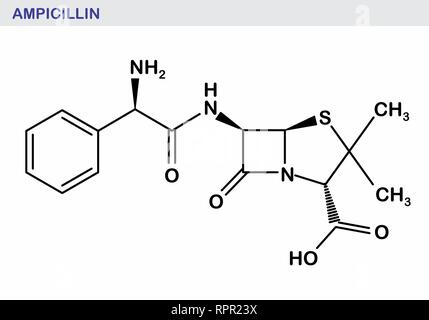 La illustrazione della ampicillina formula strutturale Illustrazione Vettoriale