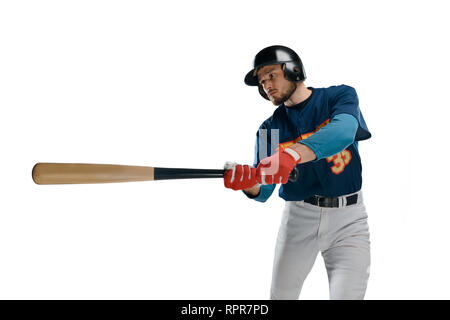 Il baseball hitter oscilla un bat Foto Stock