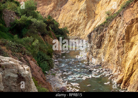 Profondo fiume Colca Canyon in Perù da sera soleggiato Foto Stock