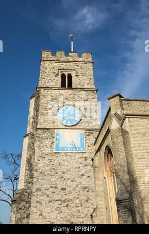 Il XV secolo il campanile della chiesa di Santa Maria Vergine, Putney, Putney High Street, London, Regno Unito Foto Stock