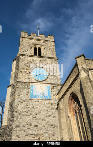 Il XV secolo il campanile della chiesa di Santa Maria Vergine, Putney, Putney High Street, London, Regno Unito Foto Stock