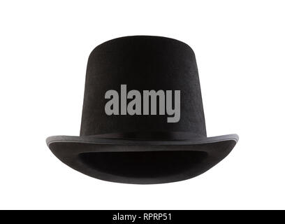 Annata nera top hat isolati su sfondo bianco Foto Stock