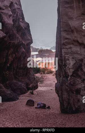 Abu Khashaba Canyon di Wadi Rum valle chiamato anche Valle della Luna in Giordania Foto Stock