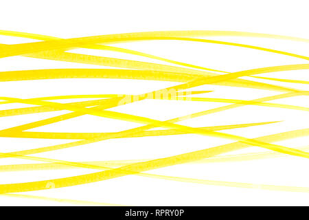 Acqua gialla linee colori su carta bianca Foto Stock