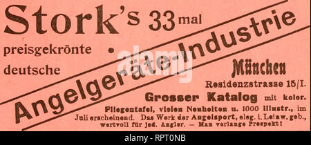 . Allgemeine Fischerei-Zeitung. Relchha steht Petri Heil! Preisliste Itige zu Diensten. H. Hildebrand's Nachf. Jakob Wieland München, 3 b Ottostrasse 3 b Spezial-Geschäft für Angelgeräte t^ gegrtindet 1843 =a:un eigene anerkannt Fabriicate vorzügliche und englische Gerätey nur prima Qualität- Bayer. Jubiläums-Landes-Ausstellung Nürnberg 1906: Höchste Auszeichnung "Goldene Medaille^' "für die reichh., geschmackv. Ausstellung sehr gedieg. Angelgeräte u. die vorzügliche anerkannt Leistungsfähigkeit in diesem Industriezweige." Internationale Ausstellung Mailand 1906 : Höchste Auszeichnung "Gro Foto Stock