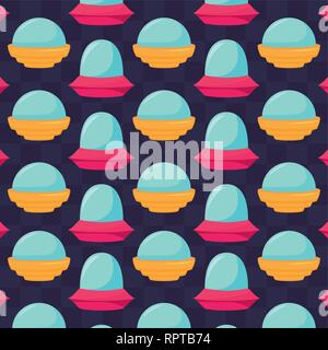 Classico gioco video UFO battenti pattern illustrazione vettoriale design Illustrazione Vettoriale