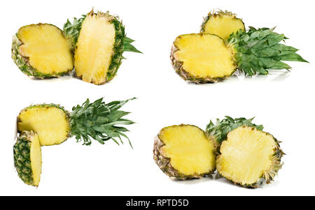 Ananas isolati su sfondo bianco. Impostare o raccolta Foto Stock