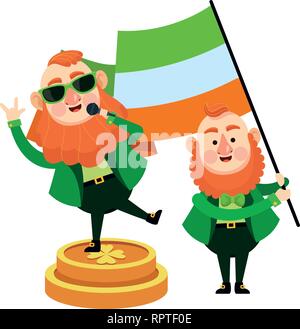 Il giorno di san patrizio gli elfi cartoni animati Illustrazione Vettoriale