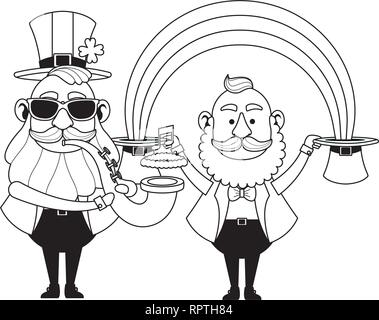 Il giorno di san patrizio gli elfi cartoni animati Illustrazione Vettoriale