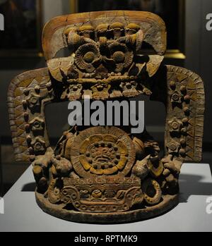 Tapadera de incensario. Cerámica pintada. Cultura Teotihuacana, Este Xolalpán, Período Clásico Medio (400-700 d. C.). México centrale. Museo de América. Madrid. España. Foto Stock