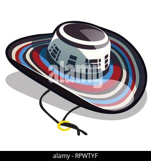 Mexican Hat o sombrero isolati su sfondo bianco. Vector cartoon close-up illustrazione. Illustrazione Vettoriale