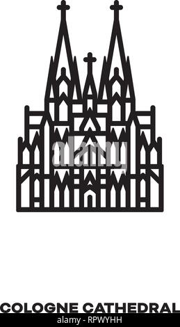 La cattedrale di Colonia, Germania, il vettore icona linea. Punto di riferimento internazionale e simbolo del turismo. Illustrazione Vettoriale