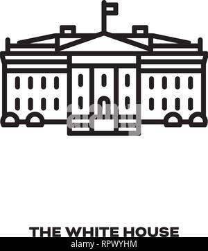 La casa bianca a Washington, Stati Uniti, vettore icona linea. Punto di riferimento internazionale simbolo. Illustrazione Vettoriale