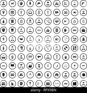 100 buon lavoro set di icone, stile semplice Illustrazione Vettoriale