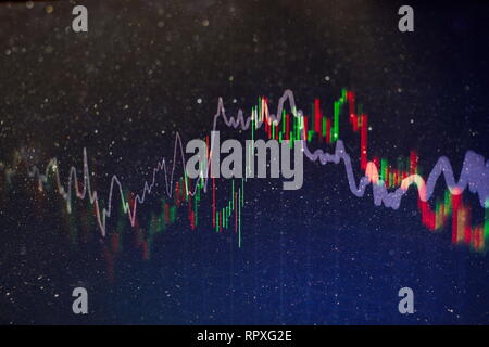 Il successo del business e la crescita concetto.borsa business diagramma grafico su schermo digitale.Il mercato Forex, mercato di oro e petrolio greggio market Foto Stock