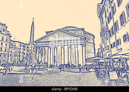 Il Pantheon un ex tempio romano, ora una chiesa in Roma, Italia Foto Stock