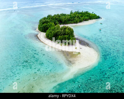 Una veduta aerea di Muri Lagoon a Rarotonga nelle Isole Cook Foto Stock