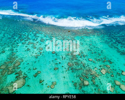 Una veduta aerea di Muri Lagoon a Rarotonga nelle Isole Cook Foto Stock