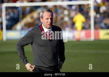 Kingston, Regno Unito. Il 23 febbraio, 2019. Charlton manager, Lee Bowyer durante il cielo EFL scommettere League 1 match tra AFC Wimbledon e Charlton Athletic al Cherry Red Records Stadium, Kingston, in Inghilterra il 23 febbraio 2019. Foto di Carlton Myrie. Solo uso editoriale, è richiesta una licenza per uso commerciale. Nessun uso in scommesse, giochi o un singolo giocatore/club/league pubblicazioni. Credit: UK Sports Pics Ltd/Alamy Live News Foto Stock