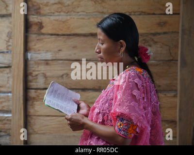 GUATEMALA Padre William Mullen MM dicendo messa a Q'eqchi indiani a Limon Village, vicino a El Remate, Peten. Foto Stock